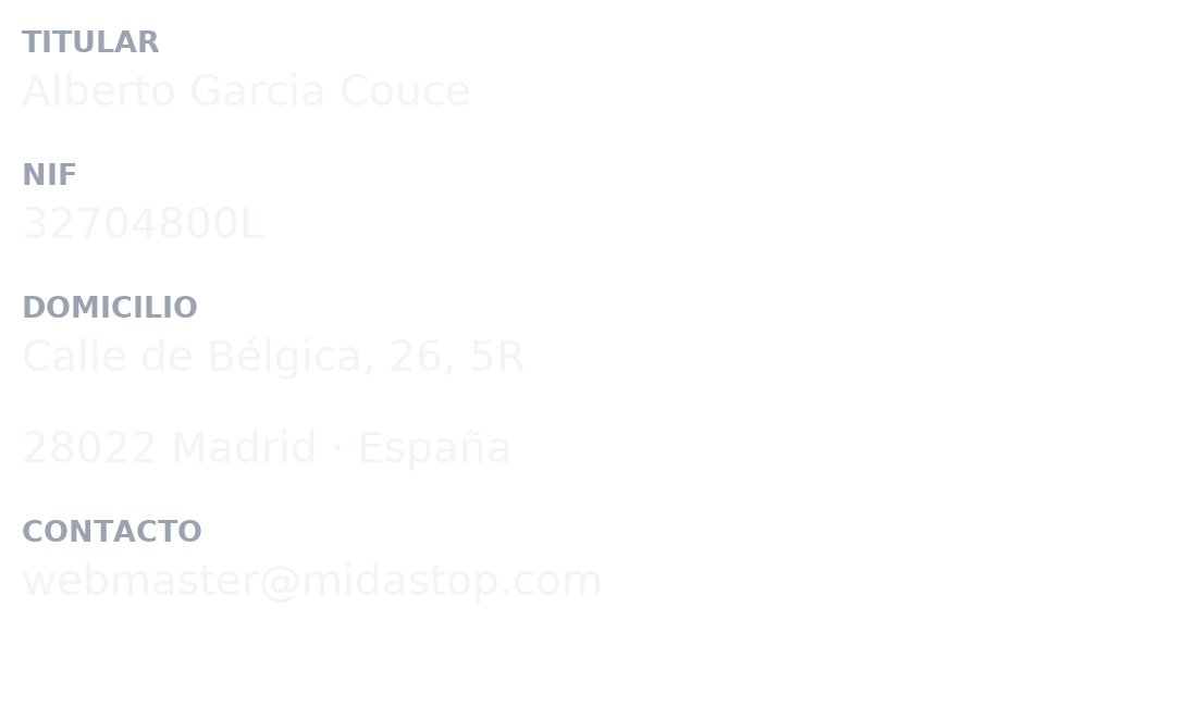 Datos identificativos y de contacto del titular de MisTickers